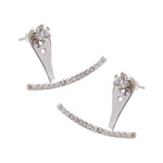 Lade das Bild in den Galerie-Viewer, Modern CZ Half Arc Solid 925 Sterling Silver Studs Earrings
