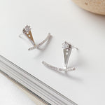 Lade das Bild in den Galerie-Viewer, Modern CZ Half Arc Solid 925 Sterling Silver Studs Earrings
