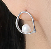 Runde Shell Pearl Ohrstecker aus 925 Sterlingsilber – Elegant - SterlingSilberSchmuck