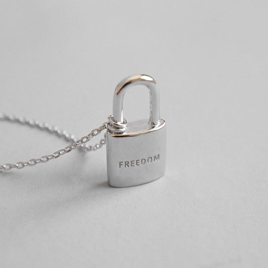 Freedom Schloss Halskette 925 Sterling Silber süß & modern