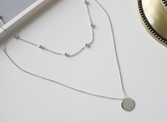 Choker Halskette mit Doppelperlen Münzanhänger aus 925 Sterlingsilber - SterlingSilberSchmuck