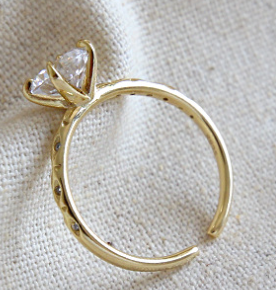 Runder CZ Statement Ring 925 Sterling Silber verstellbar elegant
