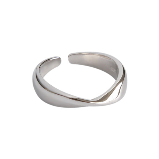 Simple Twisted Distortion 925 Sterling Adjustable Ring - SterlingSilberSchmuck
