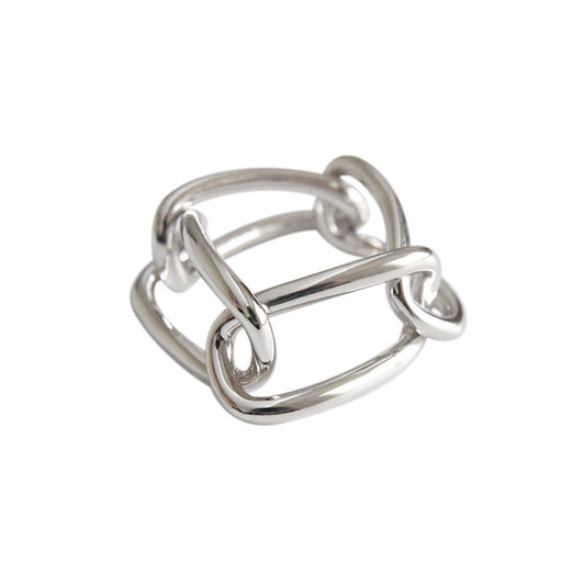 Geometrischer Hohlrechteck Ring aus 925 Sterlingsilber – ModernSilver Ring - SterlingSilberSchmuck