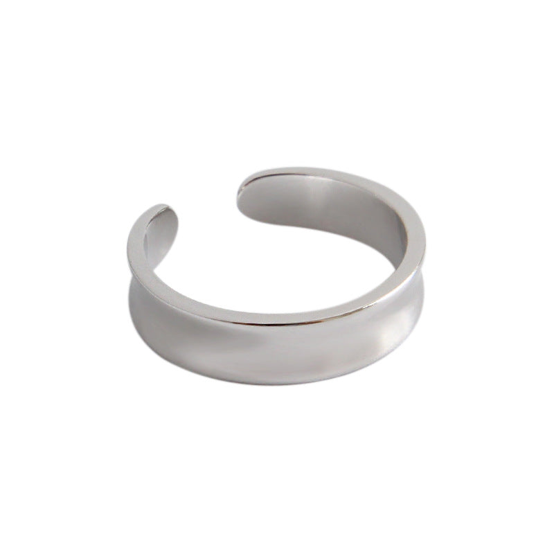 Konkaver Verstellbarer Ring 925 Sterlingsilber Minimalistisch