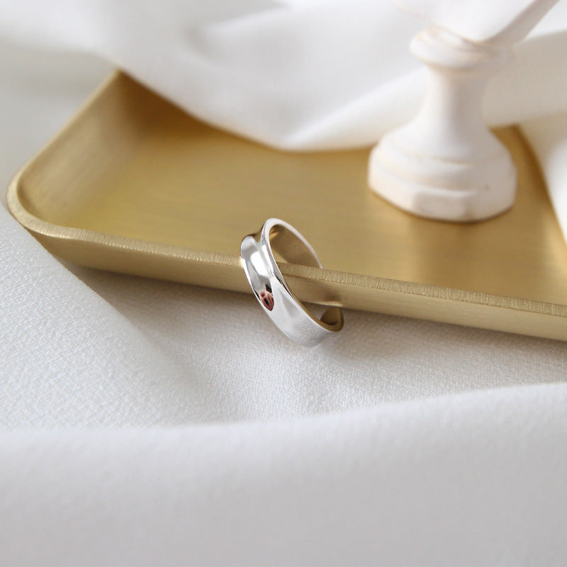 Konkaver Verstellbarer Ring 925 Sterlingsilber Minimalistisch