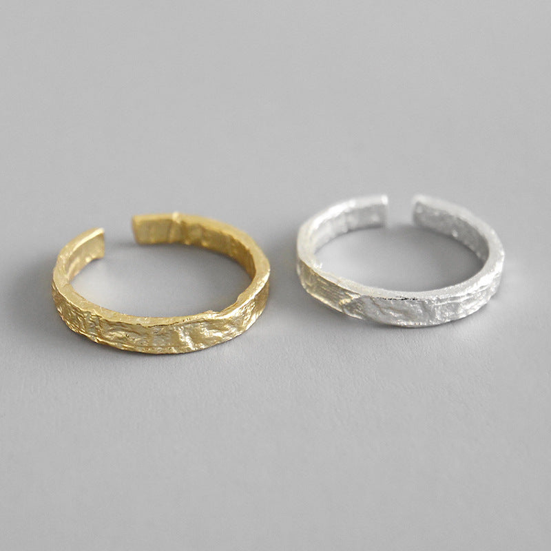 Konkav Konvex Ring 925 Sterling Silber verstellbar modern