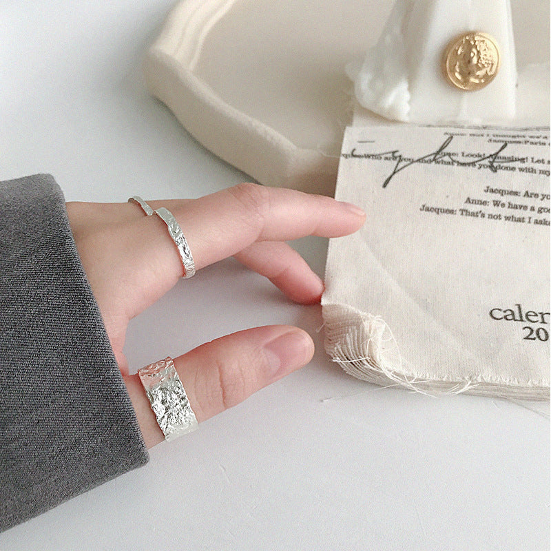 Konkav Konvex Ring 925 Sterling Silber verstellbar modern