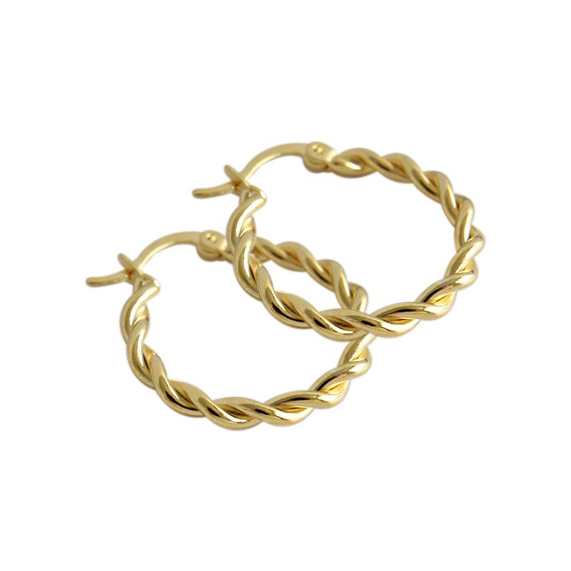Twisted Circle Huggie Ohrringe aus 925 Sterling Silber, casual und elegant, von Silverbene.