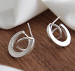 Lade das Bild in den Galerie-Viewer, Geometry Matte Irregular Semicircle 925 Sterling Silver Stud Earrings
