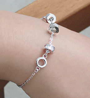 Lucky Transfer Beads Armband - 925 Silber Glücksbringer mit CZ