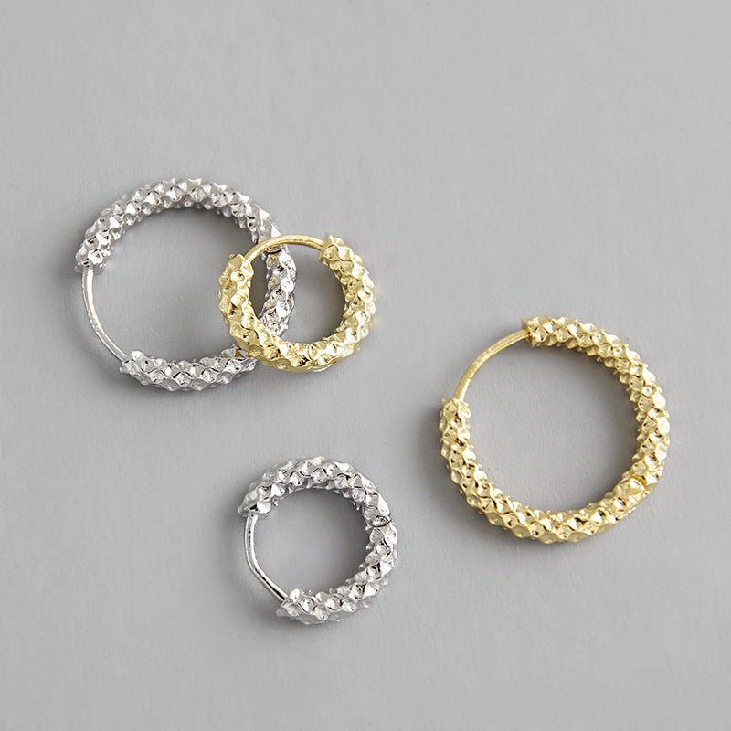 Modern  Circle 925 Sterling Silver Hoop Earrings - SterlingSilberSchmuck