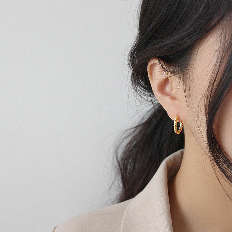Modern  Circle 925 Sterling Silver Hoop Earrings - SterlingSilberSchmuck