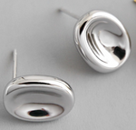 Lade das Bild in den Galerie-Viewer, Simple Geometry Ellipse 925 Sterling Silver Studs Earrings
