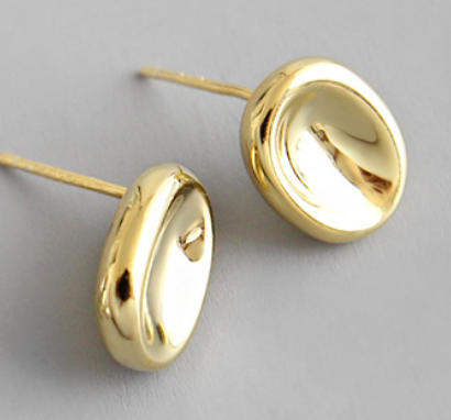 Simple Geometry Ellipse 925 Sterling Silver Studs Earrings - SterlingSilberSchmuck