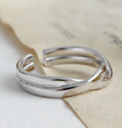 Ins Lines Cross Twisted 925 Sterling Silver Adjustable Ring - SterlingSilberSchmuck