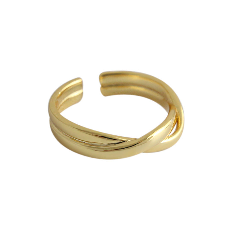 Ins Lines Cross Twisted 925 Sterling Silver Adjustable Ring - SterlingSilberSchmuck
