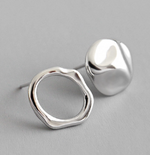 Lade das Bild in den Galerie-Viewer, Asymmetric Irregular Geometry 925 Sterling Silver Stud Earrings
