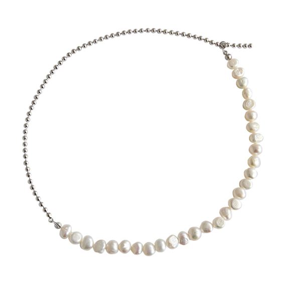 Perlen Choker 925 Sterling Silber unregelmäßig elegant modern