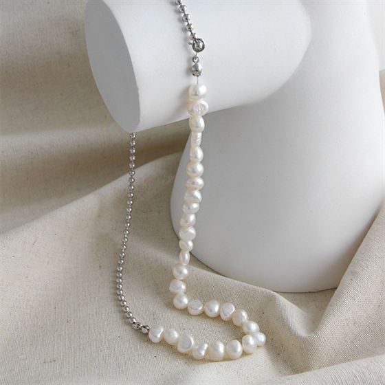 Perlen Choker 925 Sterling Silber unregelmäßig elegant modern