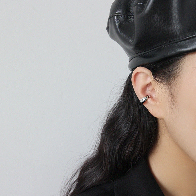 Simple Geometry 925 Sterling Silver Non-Piereced Earrings (Single One) - SterlingSilberSchmuck