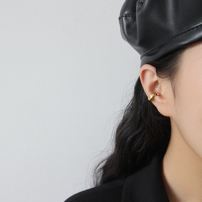 Simple Geometry 925 Sterling Silver Non-Piereced Earrings (Single One) - SterlingSilberSchmuck