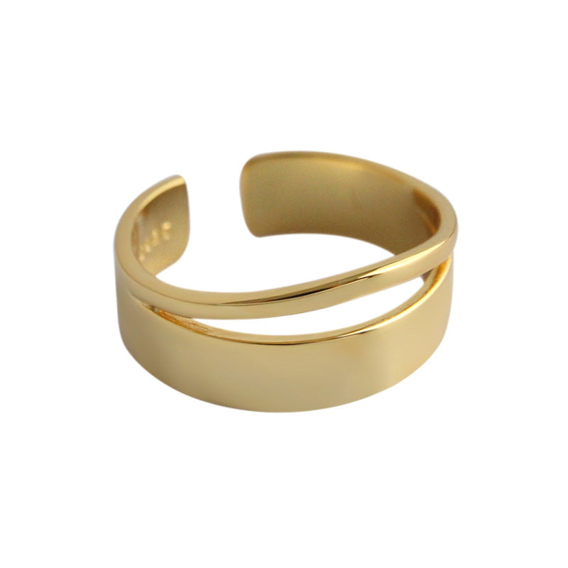 Doppelschicht Ring 925 Sterling Silber verstellbar minimalistisch