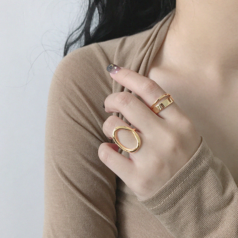 Doppelschicht Ring 925 Sterling Silber verstellbar minimalistisch