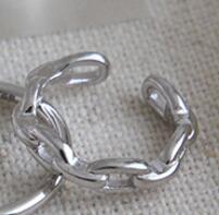 Simple Hollow Chain Twisted 925 Sterling Silver Non-Pierced Earrings(Single) - SterlingSilberSchmuck