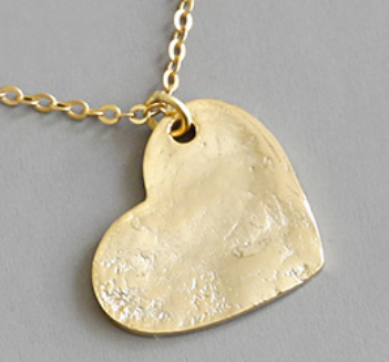 Irregular Surface Heart 925 Sterling Silver Necklace - SterlingSilberSchmuck
