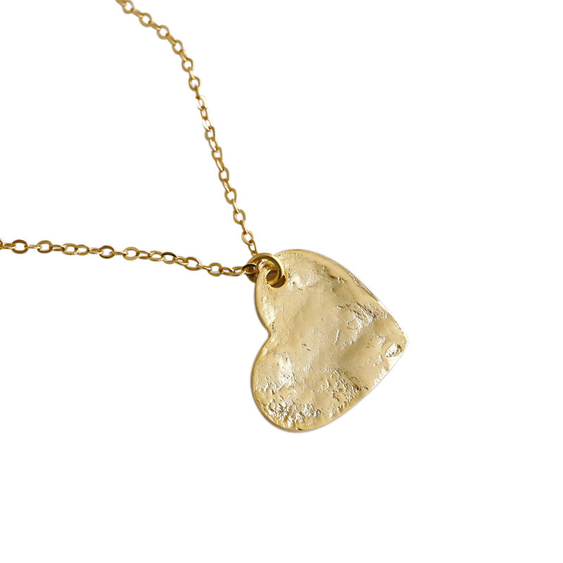 Irregular Surface Heart 925 Sterling Silver Necklace - SterlingSilberSchmuck