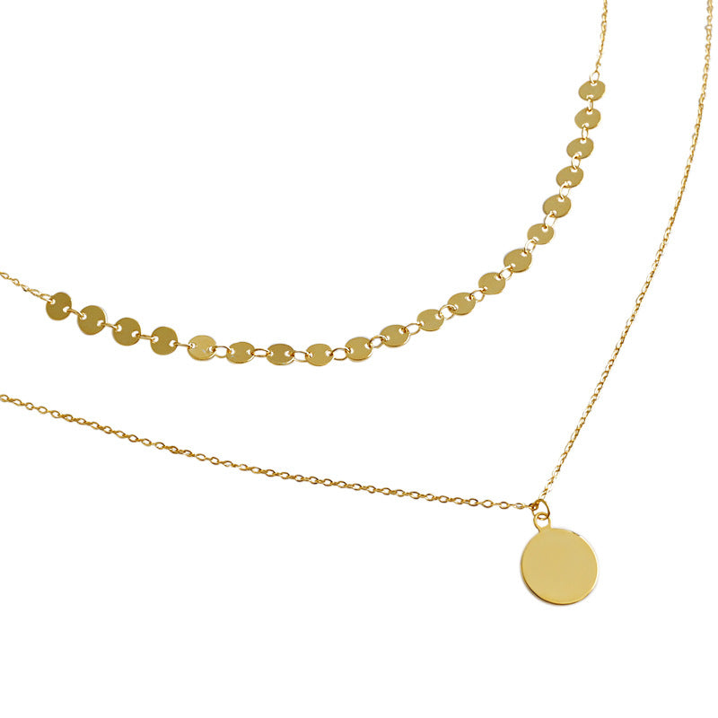Geometry Wafer Double Layer 925 Sterling Silver Necklace - SterlingSilberSchmuck