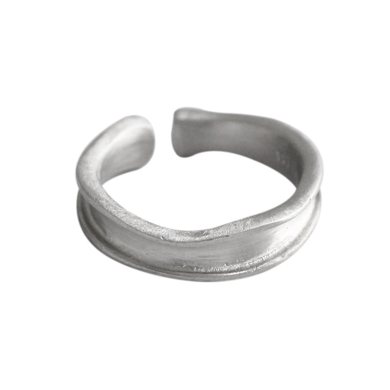 Unregelmäßiger konkaver Ring 925 Sterling Silber verstellbar