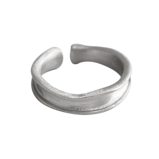 Unregelmäßiger konkaver Ring 925 Sterling Silber verstellbar