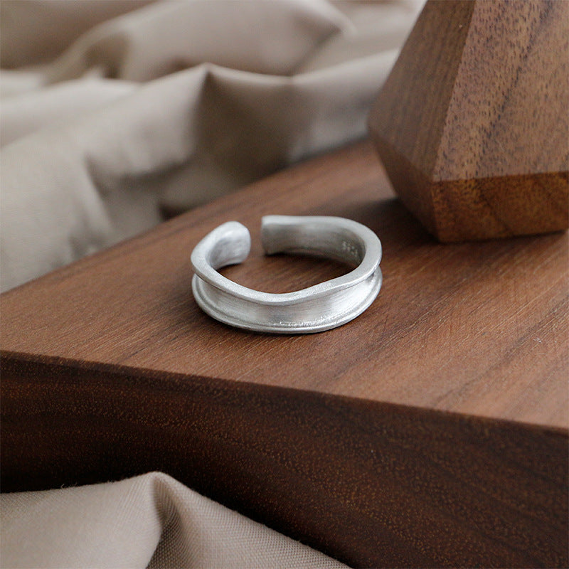 Unregelmäßiger konkaver Ring 925 Sterling Silber verstellbar