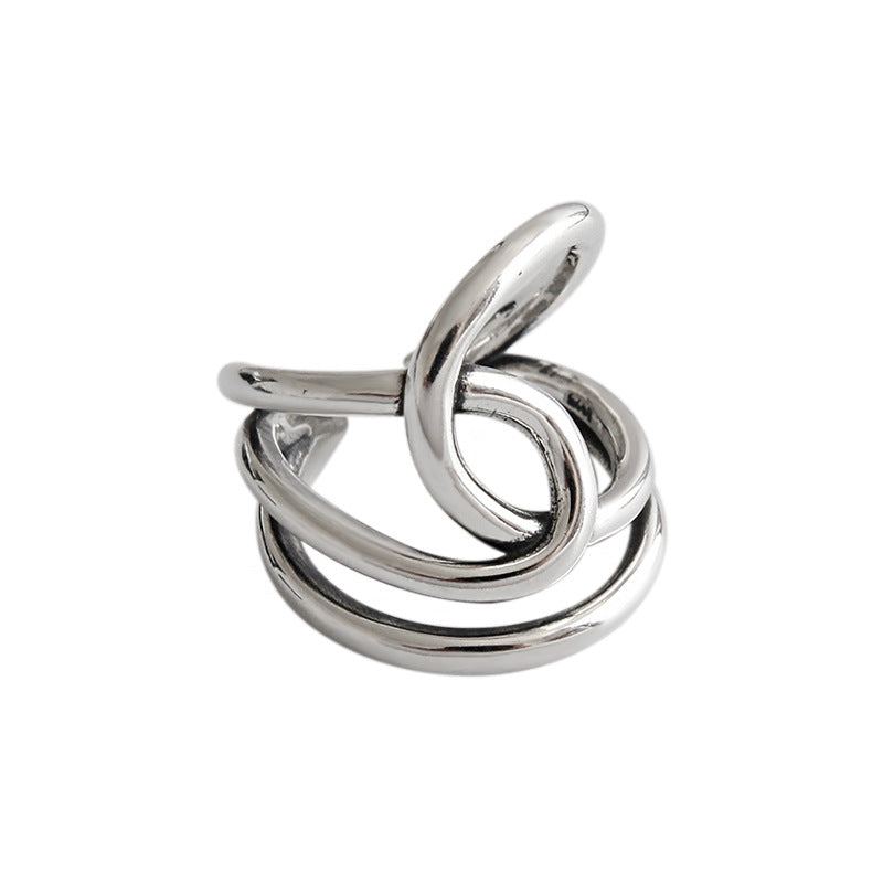 Retro Cross Line Ring 925 Sterling Silber verstellbar modern