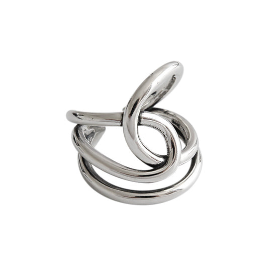 Retro Cross Line Ring 925 Sterling Silber verstellbar modern