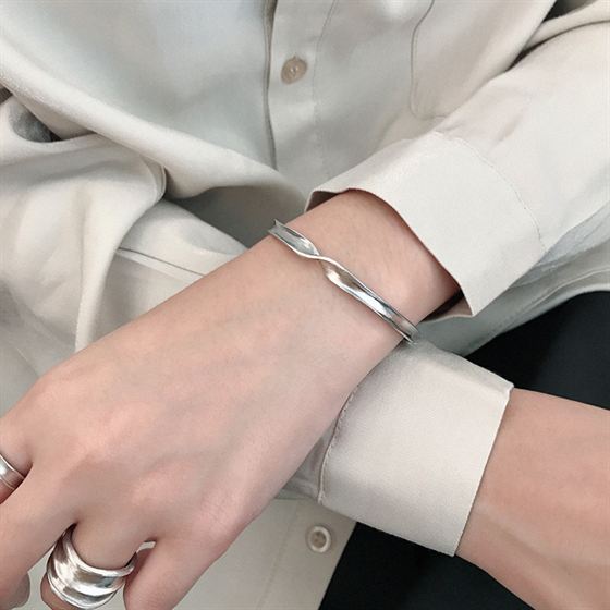 Twist Offener Ring 925 Sterling Silber Winkel minimalistisch