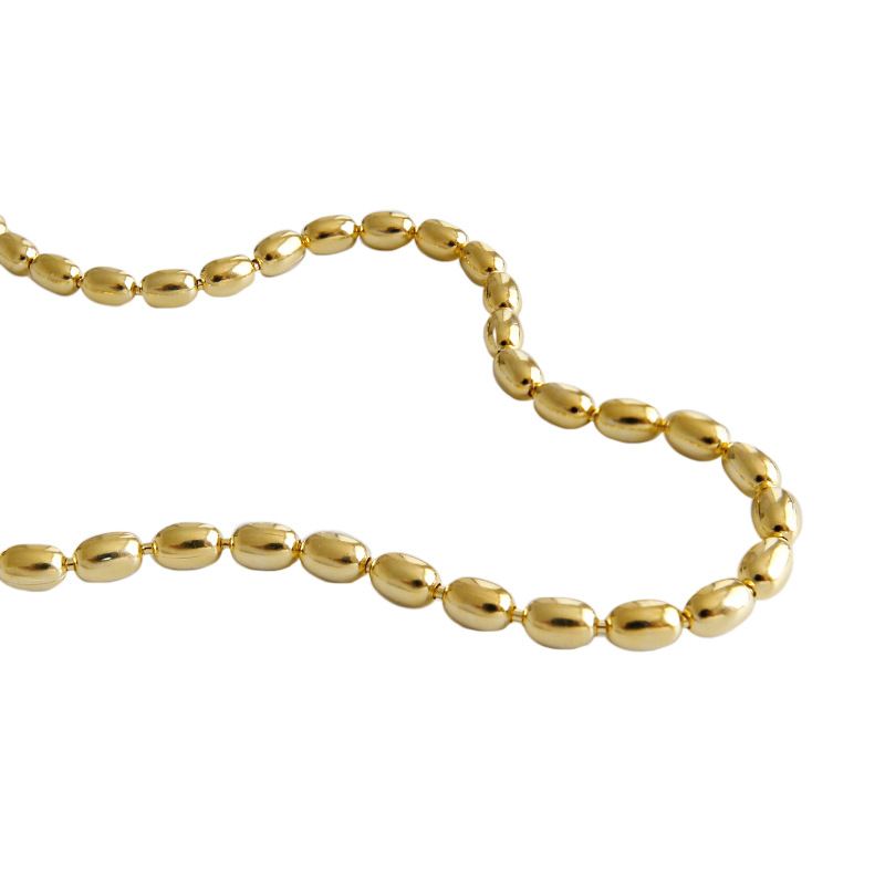New Oval Beads 925 Sterling Silver Choker Necklace - SterlingSilberSchmuck
