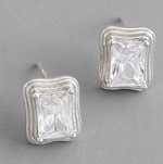 Lade das Bild in den Galerie-Viewer, Office Geometry CZ Rectangle 925 Sterling Silver Stud Earrings
