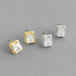 Lade das Bild in den Galerie-Viewer, Office Geometry CZ Rectangle 925 Sterling Silver Stud Earrings
