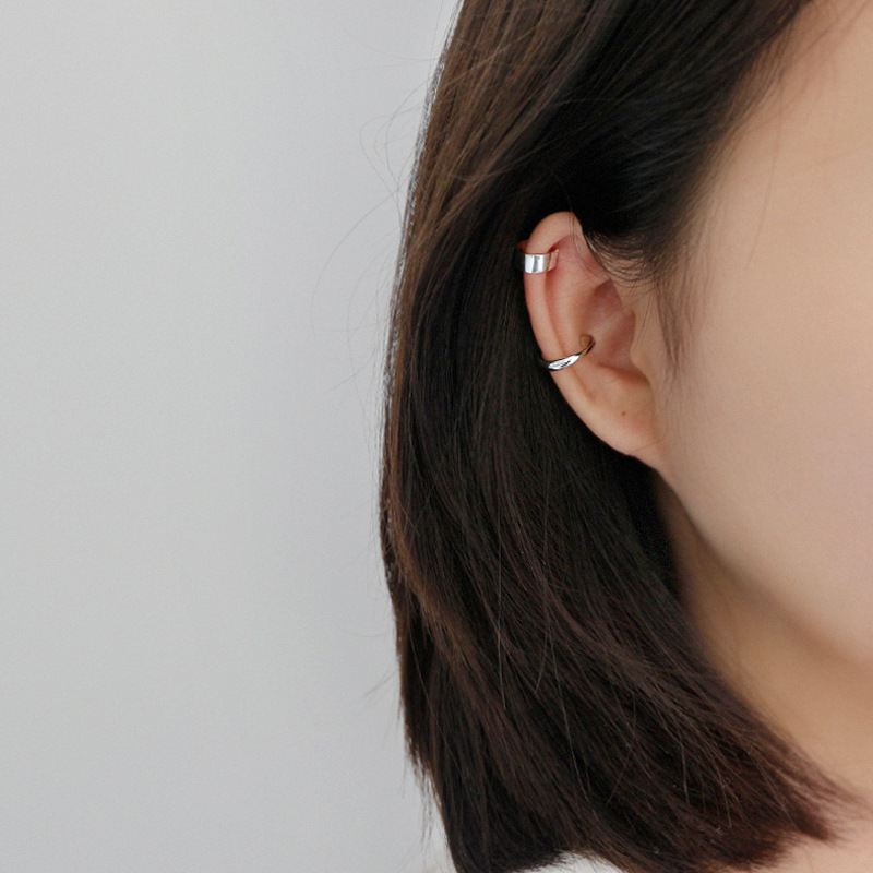 Minimalism Irregular 925 Sterling Silver Non-Pierced Earrings - SterlingSilberSchmuck