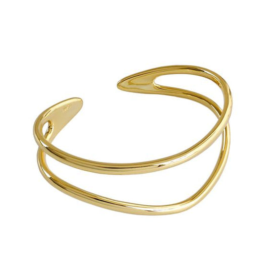 Simple Double Layler 925 Sterling Silver Open Bangle - SterlingSilberSchmuck