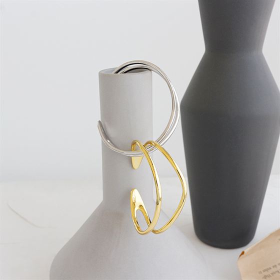 Simple Double Layler 925 Sterling Silver Open Bangle - SterlingSilberSchmuck
