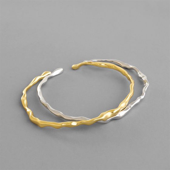 Unregelmäßiger Silber Armreif - 925 Sterling Silber Offen