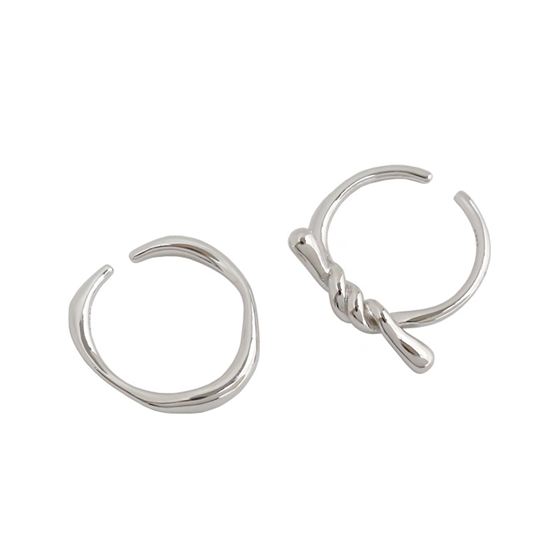 Simple Twisted Wave 925 Sterling Silver Adjustable Ring - SterlingSilberSchmuck