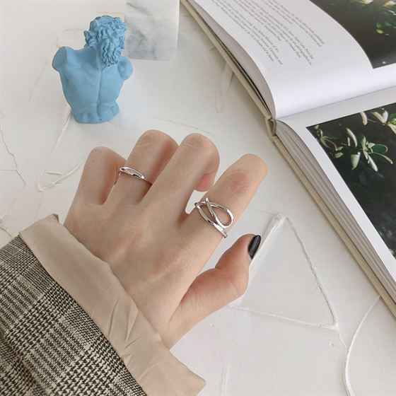 Simple Twisted Wave 925 Sterling Silver Adjustable Ring - SterlingSilberSchmuck