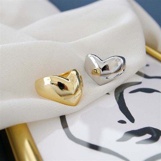 Big Heart Ring 925 Sterling Silber verstellbar maskulin modern