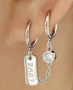 Lade das Bild in den Galerie-Viewer, Fashion Doule Hole CZ Love Letters Rectangle 925 Sterling Silver Earring Buckles
