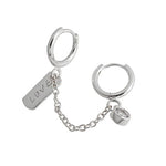 Lade das Bild in den Galerie-Viewer, Fashion Doule Hole CZ Love Letters Rectangle 925 Sterling Silver Earring Buckles
